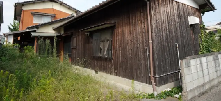 雑草が生い茂った空き家の写真