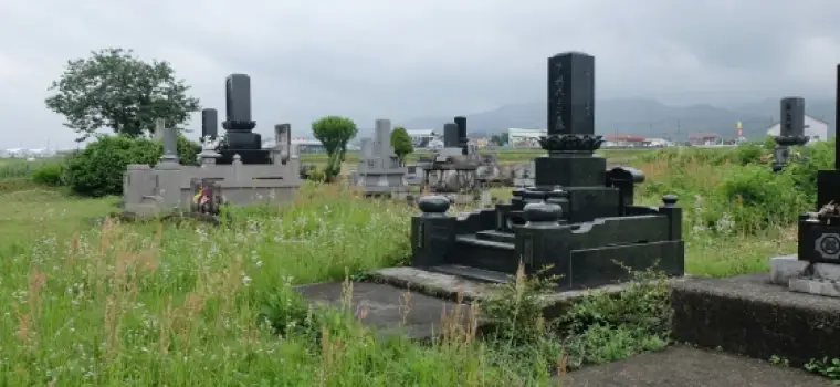 雑草が生い茂った墓地の写真